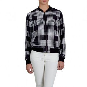 Equipment Abbot Silk Bomber Jacket Ghost Plaid